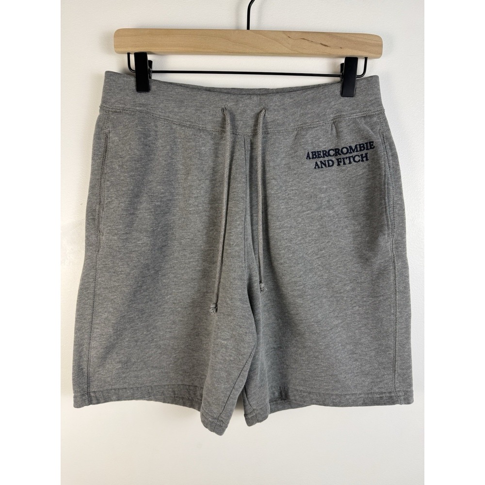 Abercrombie & Fitch Soft A&F Fleece Shorts Mens Small Gray Logo Drawstring